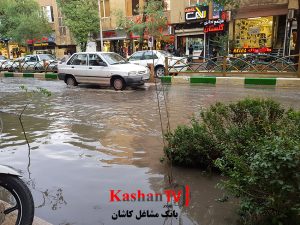 بارش برف و تگرگ و راه افتادن سیلاب ها در کاشان _ اخبار کاشان
